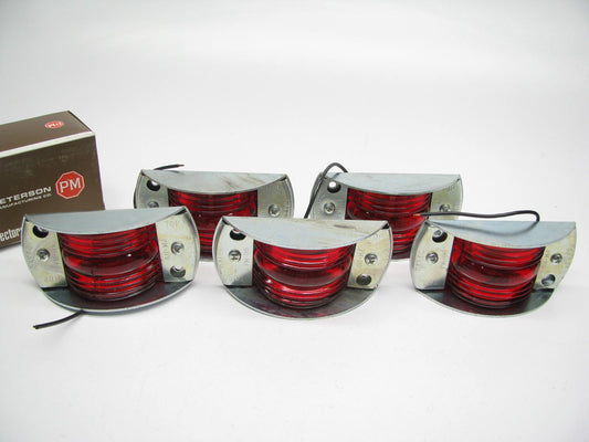 (5) Peterson 119R Steel Armored RED Incandescent Marker Lights 4.5''X2.1875''