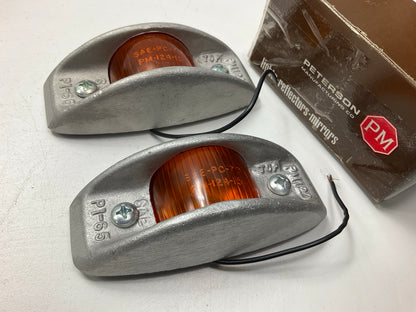 (2) PM Peterson 123A Cast Aluminum Armored Clearance Trailer Marker Light, Amber