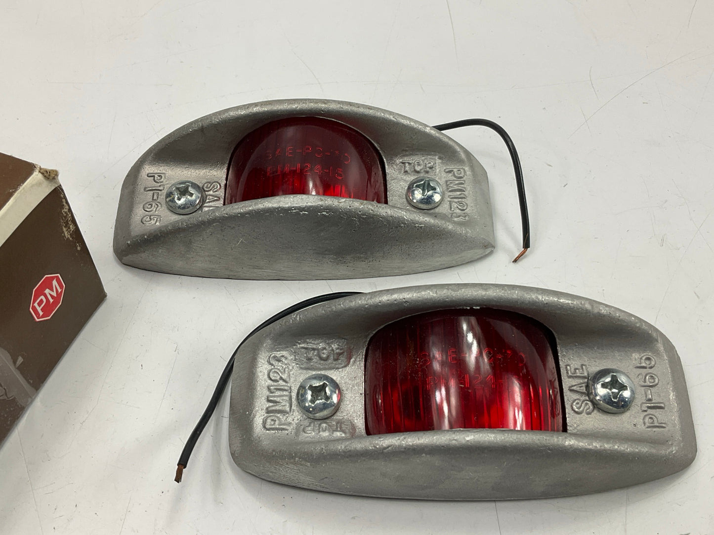 (2) Peterson 123R Steel Armored Red Trailer Clearance Side Marker Light Lamps