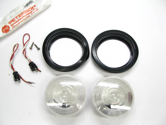(2) Peterson 415K 4'' Round Clear Back-Up Light Lamp With Grommet & Pigtail