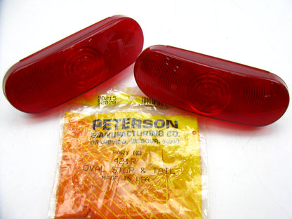 (2) Peterson Manufacturing 421R Red 6-1/2'' Oval Stop Turn And Tail Light