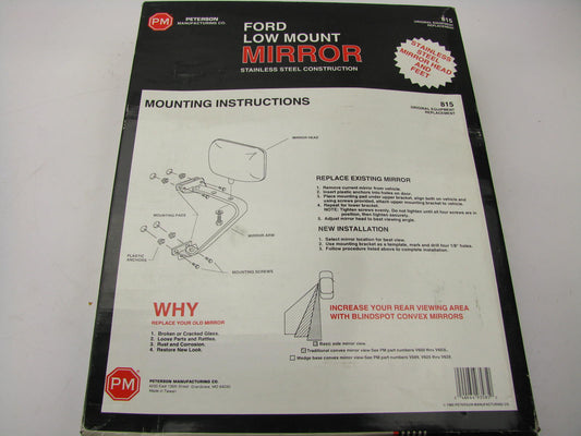 Peterson Manufacturing 815 Low Mount OE Replacement Mirror Ford Pickup Van
