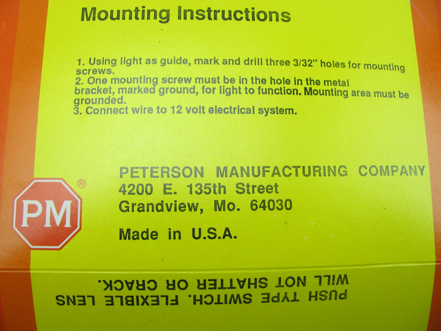 Peterson Incandescent Dome Light With Switch , 2''x 6.3125''  White,