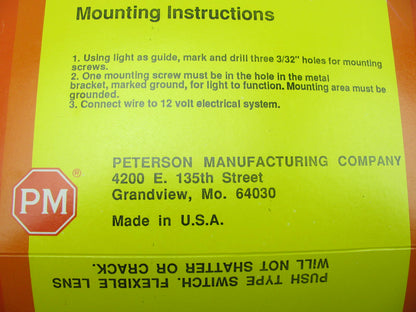 Peterson Incandescent Dome Light With Switch , 2''x 6.3125''  White,