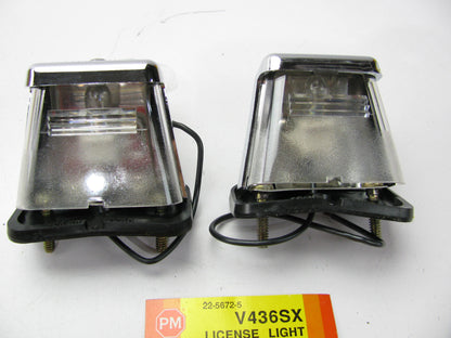 (2) Peterson Manufacturing V436SX Stud Mount License Plate Light Lamp, Chrome