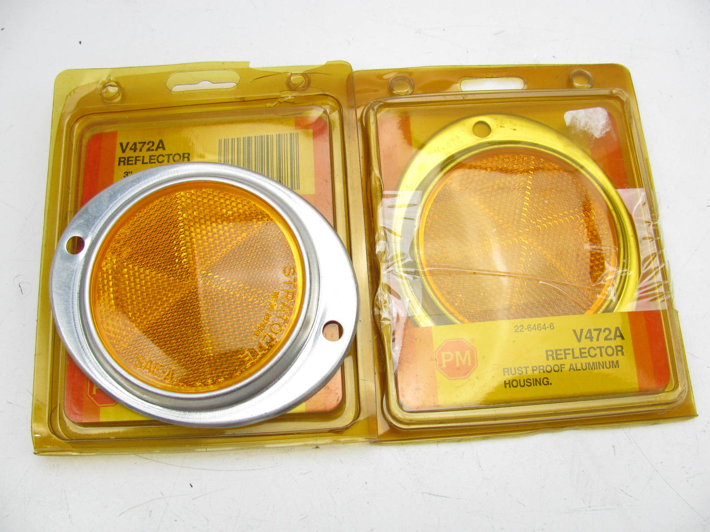 (2) Peterson Manufacturing V472A AMBER 3'' Aluminum Oval Reflectors