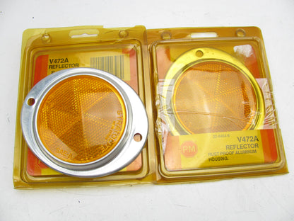 (2) Peterson Manufacturing V472A AMBER 3'' Aluminum Oval Reflectors