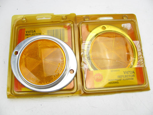 (2) Peterson Manufacturing V472A AMBER 3'' Aluminum Oval Reflectors