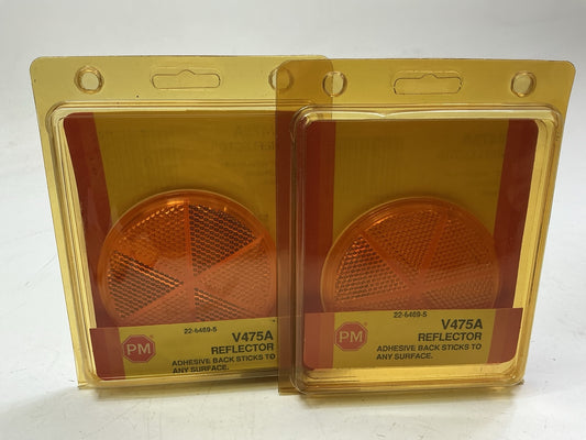 (2) Peterson V475A 3-3/16'' Amber Round Reflector Quick-Mount W/ Adhesive Backing