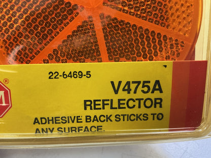(2) Peterson V475A 3-3/16'' Amber Round Reflector Quick-Mount W/ Adhesive Backing