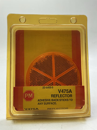 Peterson V475A 3-3/16'' Amber Round Reflector Quick-Mount W/ Adhesive Backing