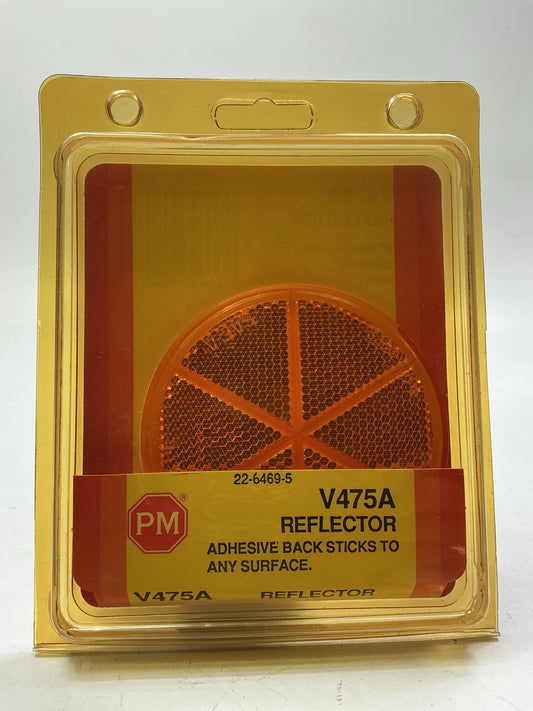Peterson V475A 3-3/16'' Amber Round Reflector Quick-Mount W/ Adhesive Backing