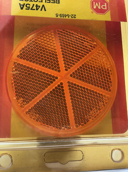 Peterson V475A 3-3/16'' Amber Round Reflector Quick-Mount W/ Adhesive Backing