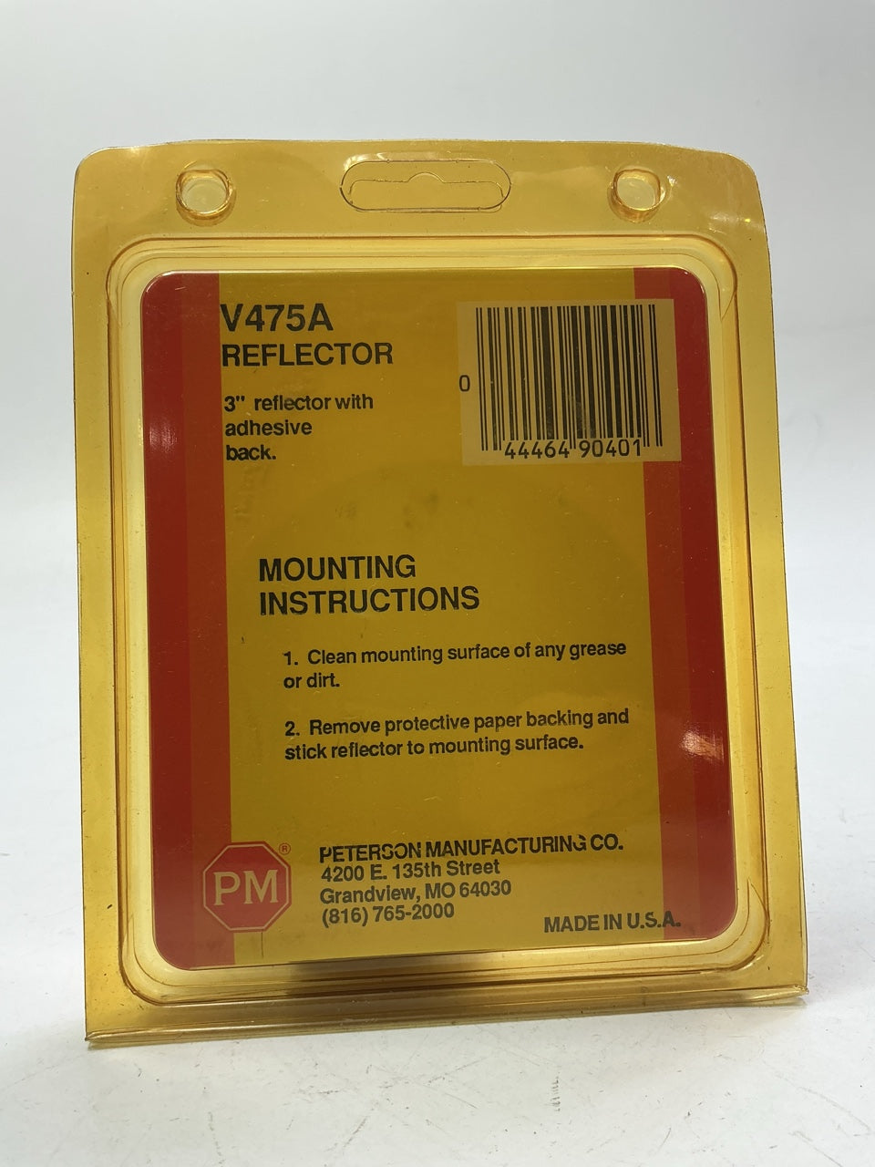 Peterson V475A 3-3/16'' Amber Round Reflector Quick-Mount W/ Adhesive Backing