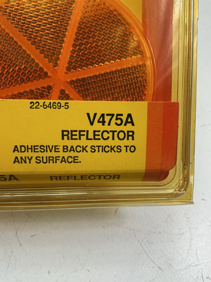 Peterson V475A 3-3/16'' Amber Round Reflector Quick-Mount W/ Adhesive Backing