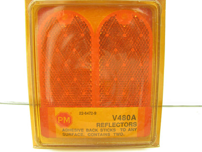 (2) Peterson Manufacturing V480A Stick On Trailer Reflector Reflectors AMBER