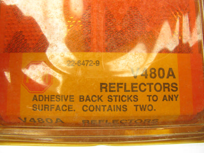(2) Peterson Manufacturing V480A Stick On Trailer Reflector Reflectors AMBER