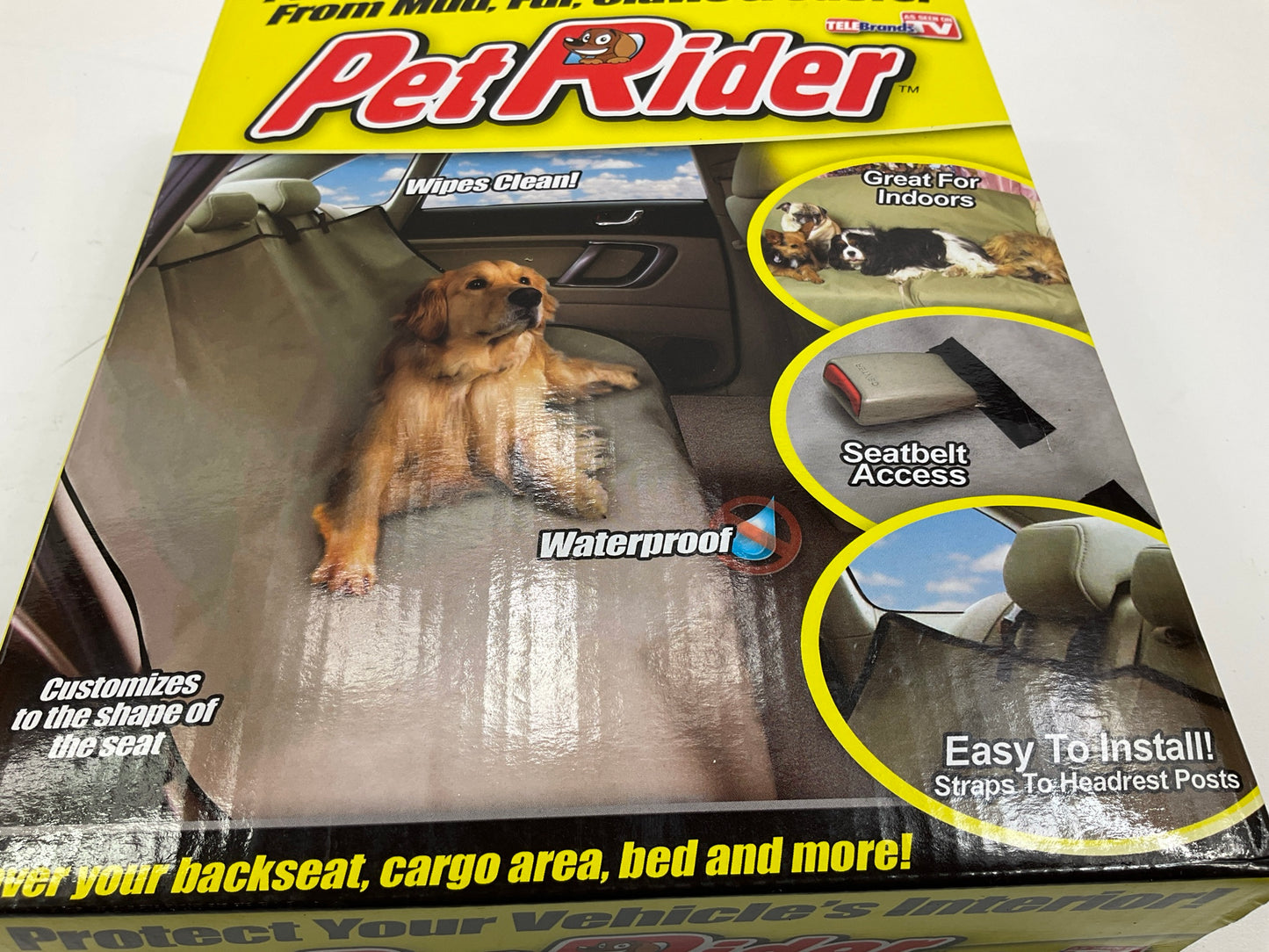 Petrider 5273-6 Rear Back Seat Cover For Dogs, 56''x47'' W/ Openings For Seatbelts