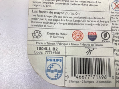 Philips 1004LLB2 Longerlife Courtesy Lamp Light Bulb 1004 - 2 PACK