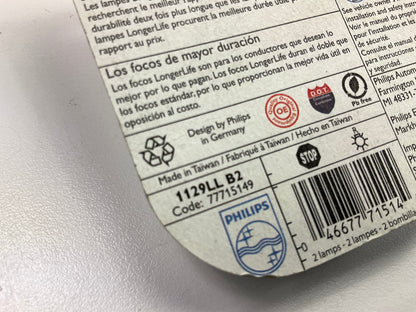 Philips 1129LLB2 Longerlife Brake Lamp Light Bulb 1129 - 2 PACK