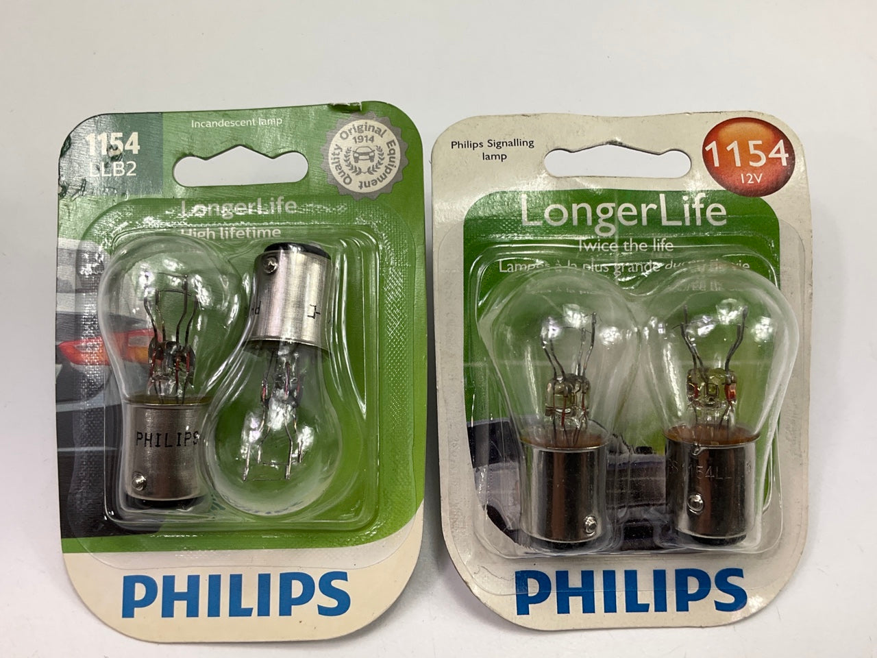 4 Bulbs Total - Philips 1154LLB2 Longerlife Brake Lamp Light Bulb 1154