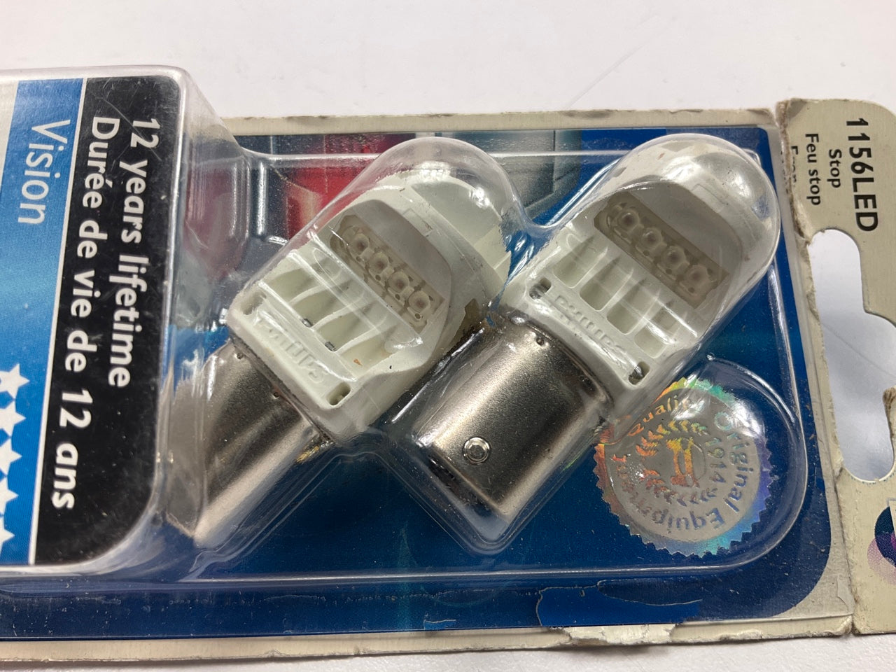 Philips 1156LED LED Turn Signal Parking Light Bulb, Red, 12V/12W, 2 PC