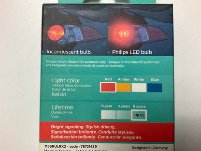 Philips 1156RLED Ultinon LED RED Turn Signal Lamp Light Bulb 1156 - 4 PACK