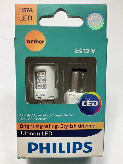 Philips 1157AULAX2 Ultinon LED AMBER Turn Signal Light Bulbs 2057, 2357 5W 12V