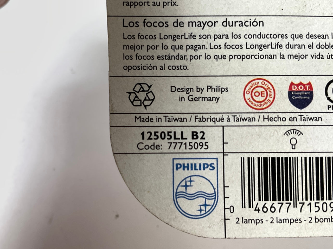 Philips 12505LLB2 LongerLife Sun Visor Lamp Light Bulb 12505 - 2 PACK