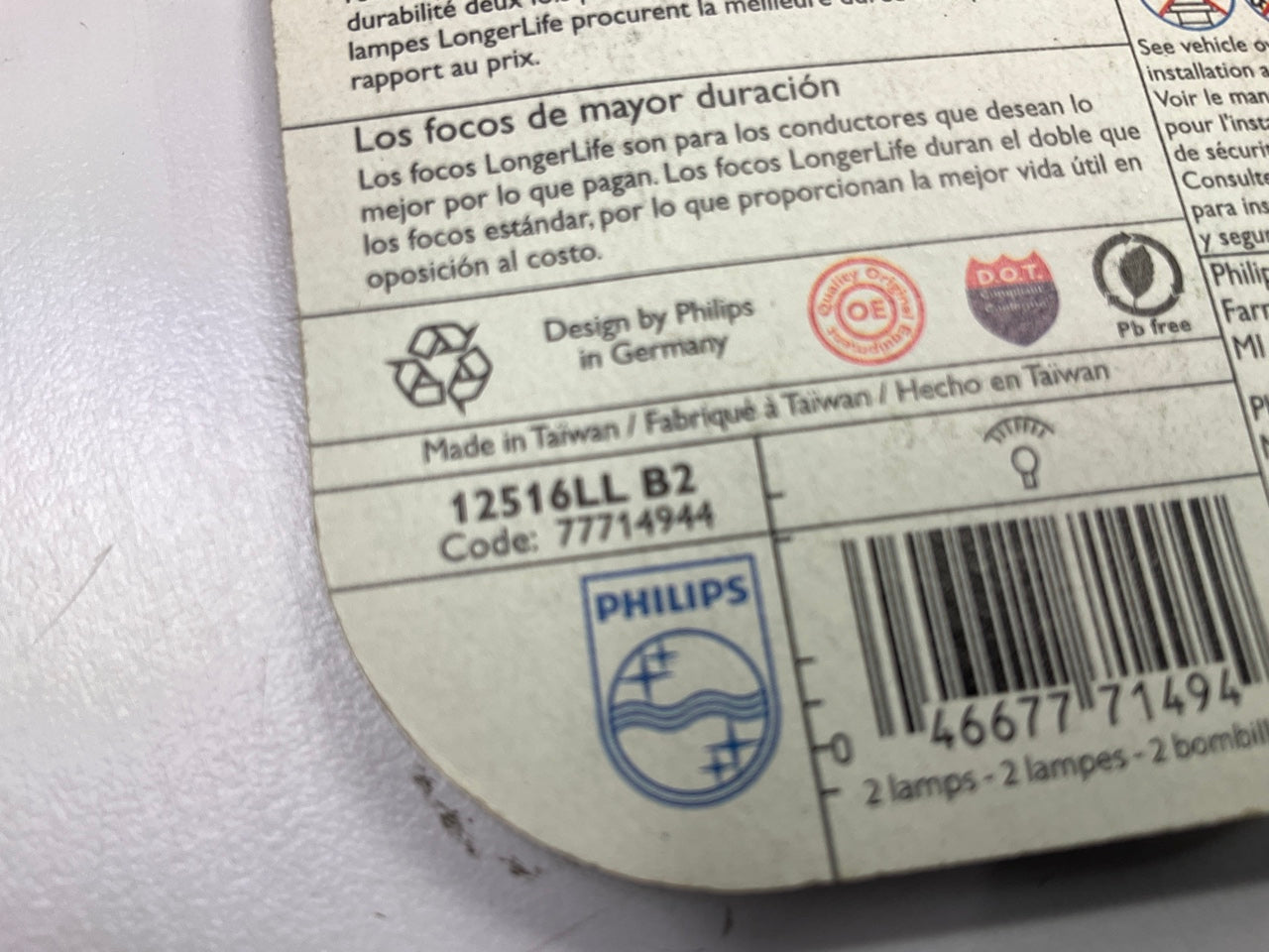 Philips 12516LLB2 Longerlife Instrument Panel Lamp Light Bulb - 2 PACK