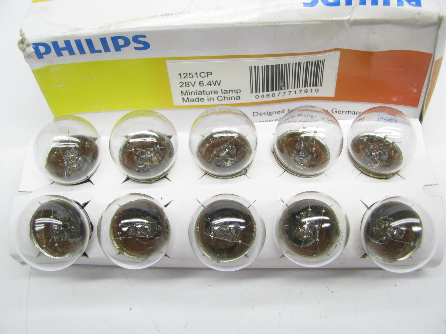 (10) Philips 1251CP Miniature Standard Lamp Light  28V 6.4W