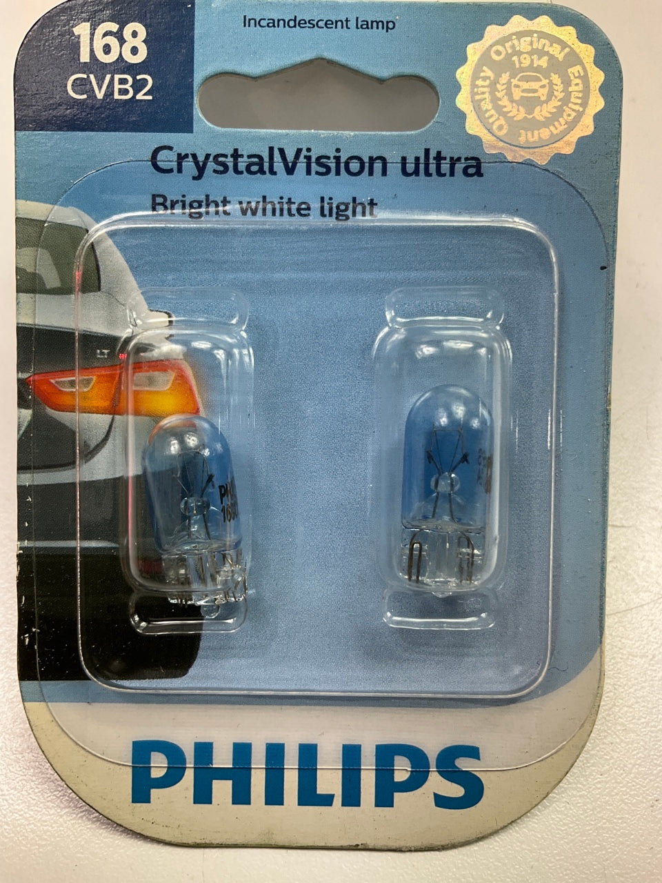 Philips 168CVB2 Crystalvision Ultra License Plate Lamp Light Bulb 168 - 2 PACK