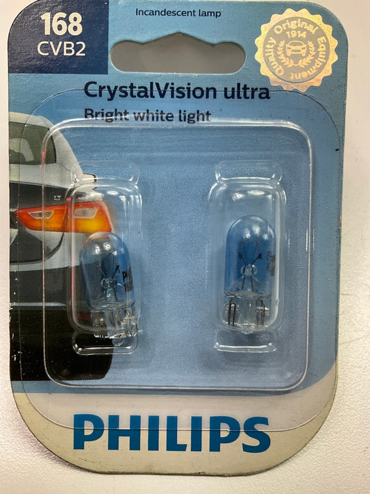Philips 168CVB2 Crystalvision Ultra License Plate Lamp Light Bulb 168 - 2 PACK