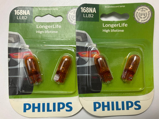 (2) Philips 168NALLB2 Longerlife Side Marker Amber Lamp Light Bulb 168 - 2 PACK