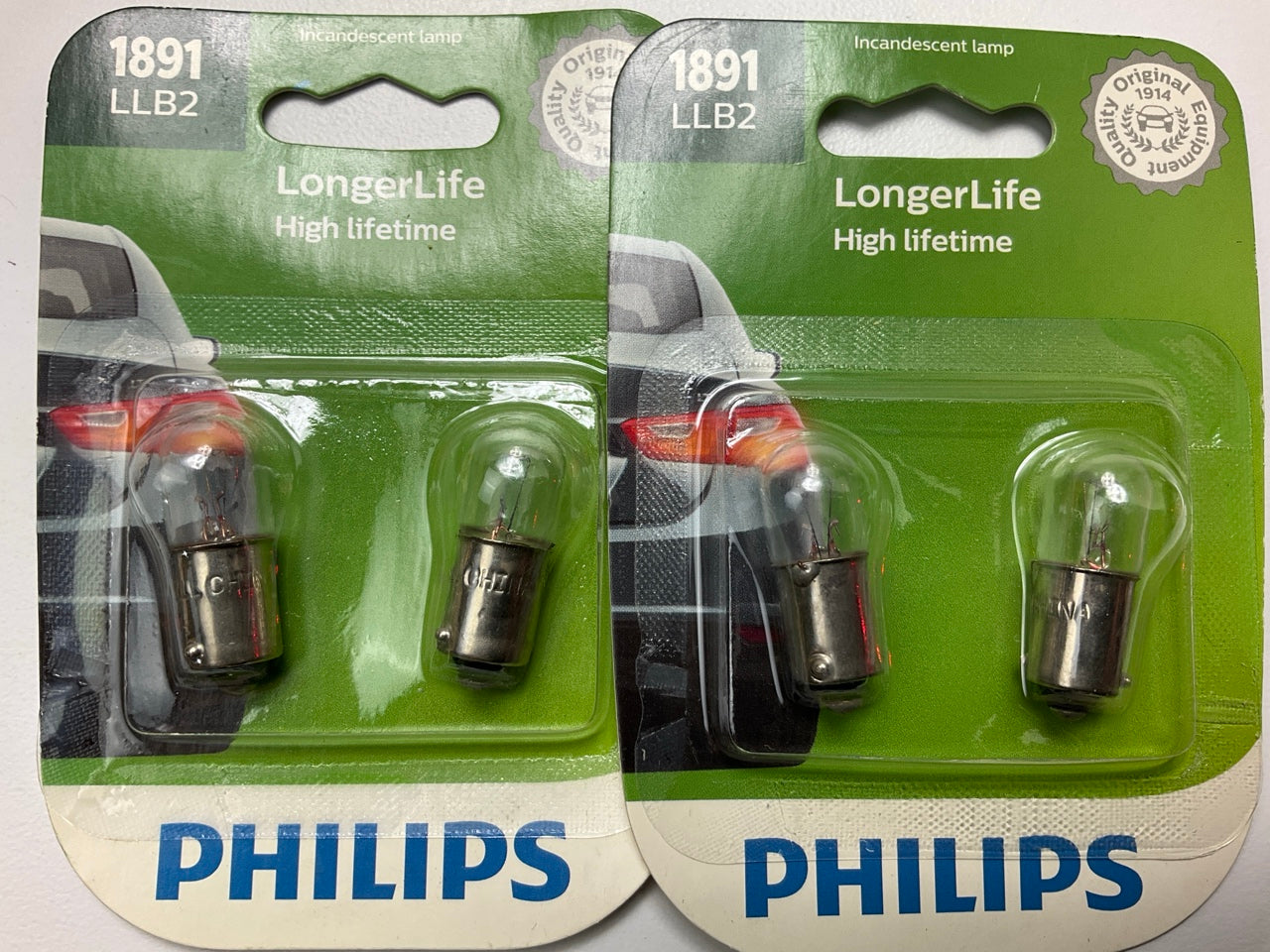 4 Bulbs Total - Philips 1891LLB2 Longerlife Glove Box Lamp Light Bulbs # 1891