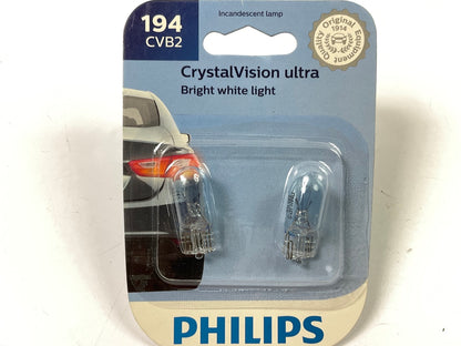 Philips 194CVB2 CrystalVision Ultra Side Marker Lamp Light Bulb 194 - 2 PACK