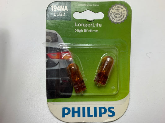 Philips LongerLife 194NA 4W Two Bulbs Front Side Marker Light Amber Light Bulbs