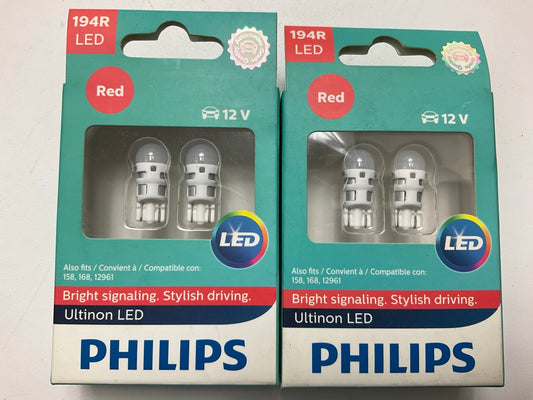 Philips 194RLED Ultinon LED RED Brake Turn Lamp Light Bulb 194 - 4 PACK