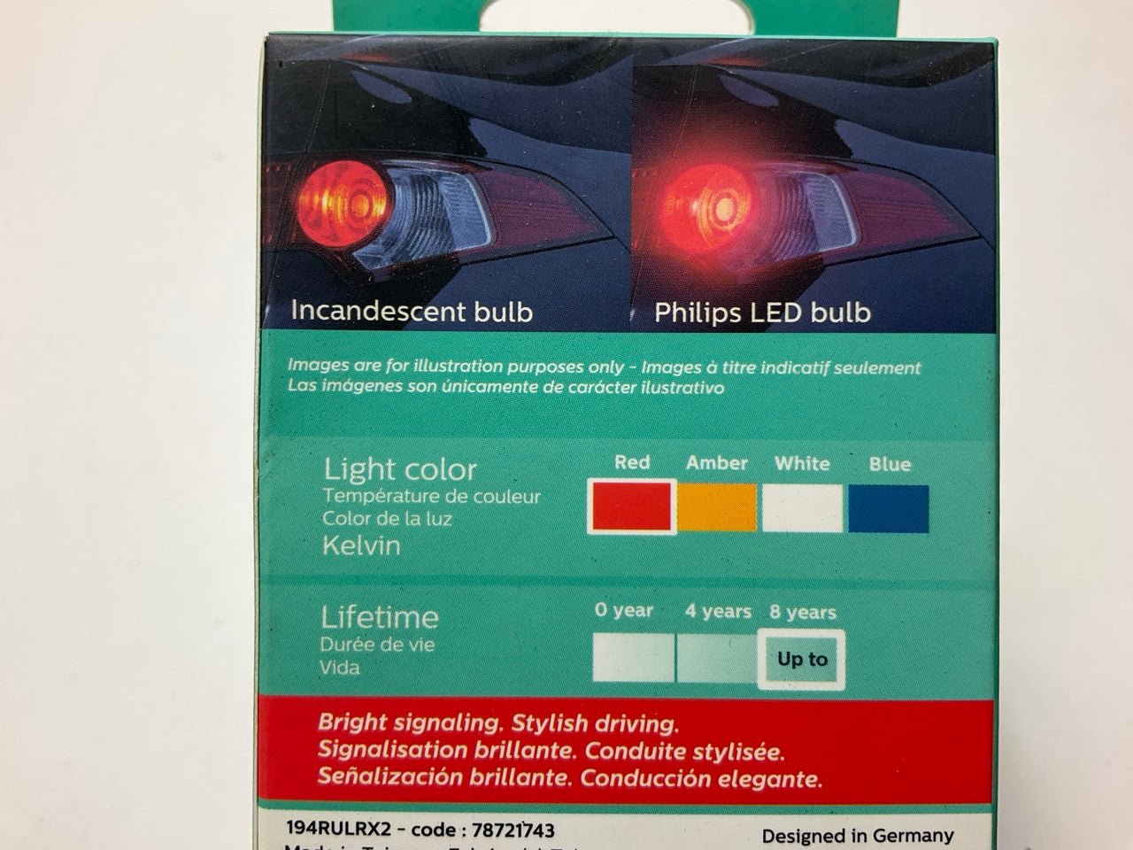 Philips 194RLED Ultinon LED RED Brake Turn Lamp Light Bulb 194 - 4 PACK