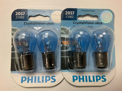 (2) Philips 2057CVB2 Crystalvision Ultra Brake Lamp Light Bulb 2057 - 2 PACK