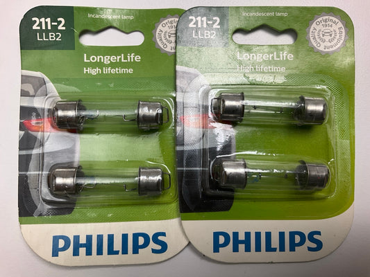 4 Bulbs Total - Philips 211-2LLB2 Longerlife Dome Lamp Light Bulb 211-2