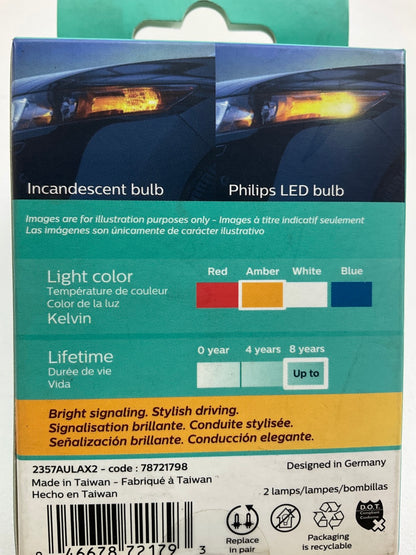 Philips 2357ALED Ultinon LED Amber Turn Signal Lamp Light Bulb 2357 - 2 PACK