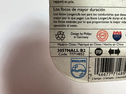 Philips 3057NALLB2 Longerlife Amber Turn Signal Lamp Light Bulb 3057 - 2 PACK