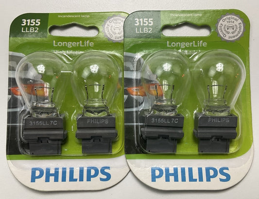 Philips 3155LLB2 Longerlife Back Up Lamp Light Bulb 3155 - 4 Bulbs Total
