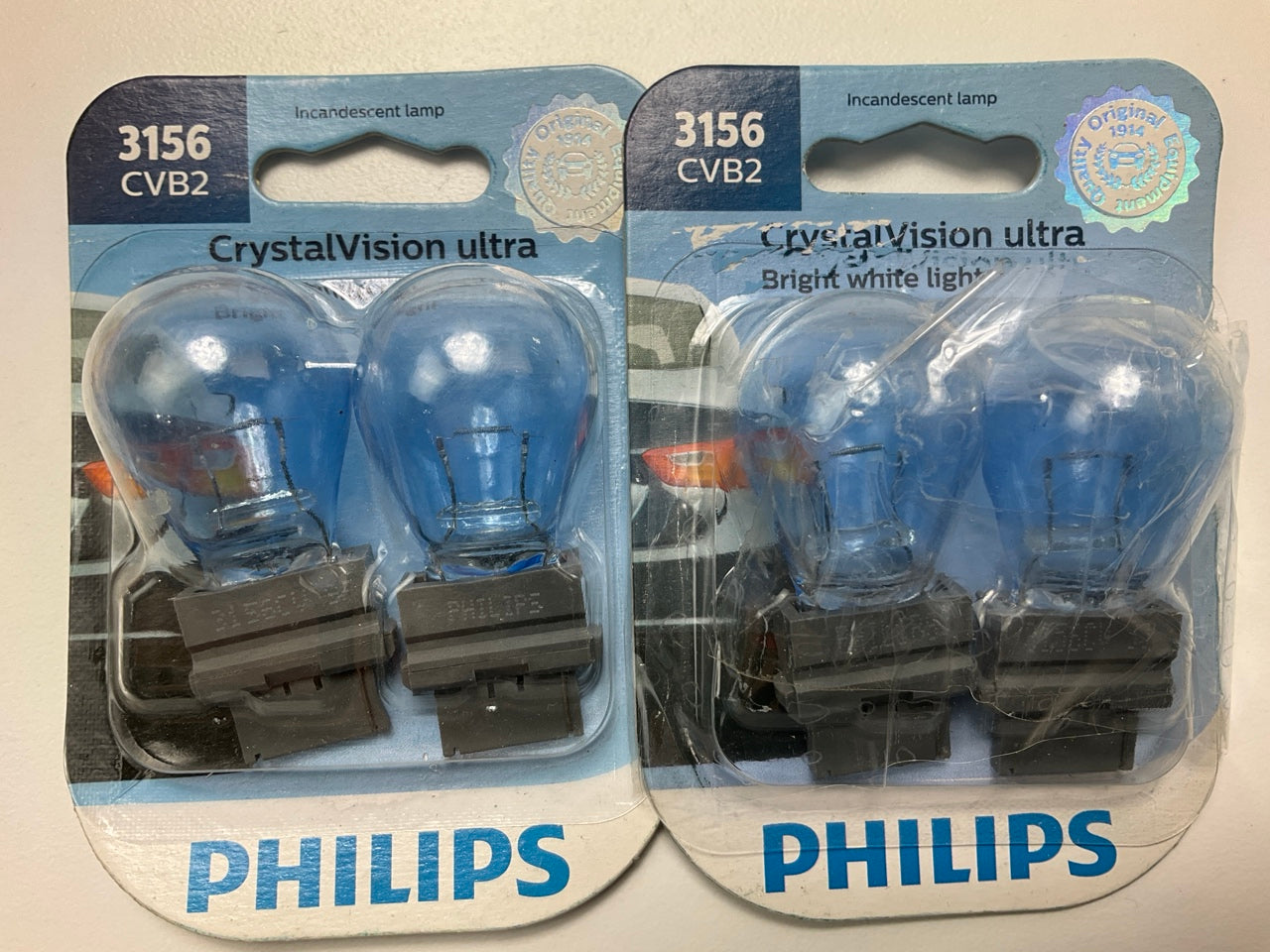 Philips 3156CVB2 Crystalvision Ultra  Back Up Lamp Light Bulb 3156 - 4 PACK