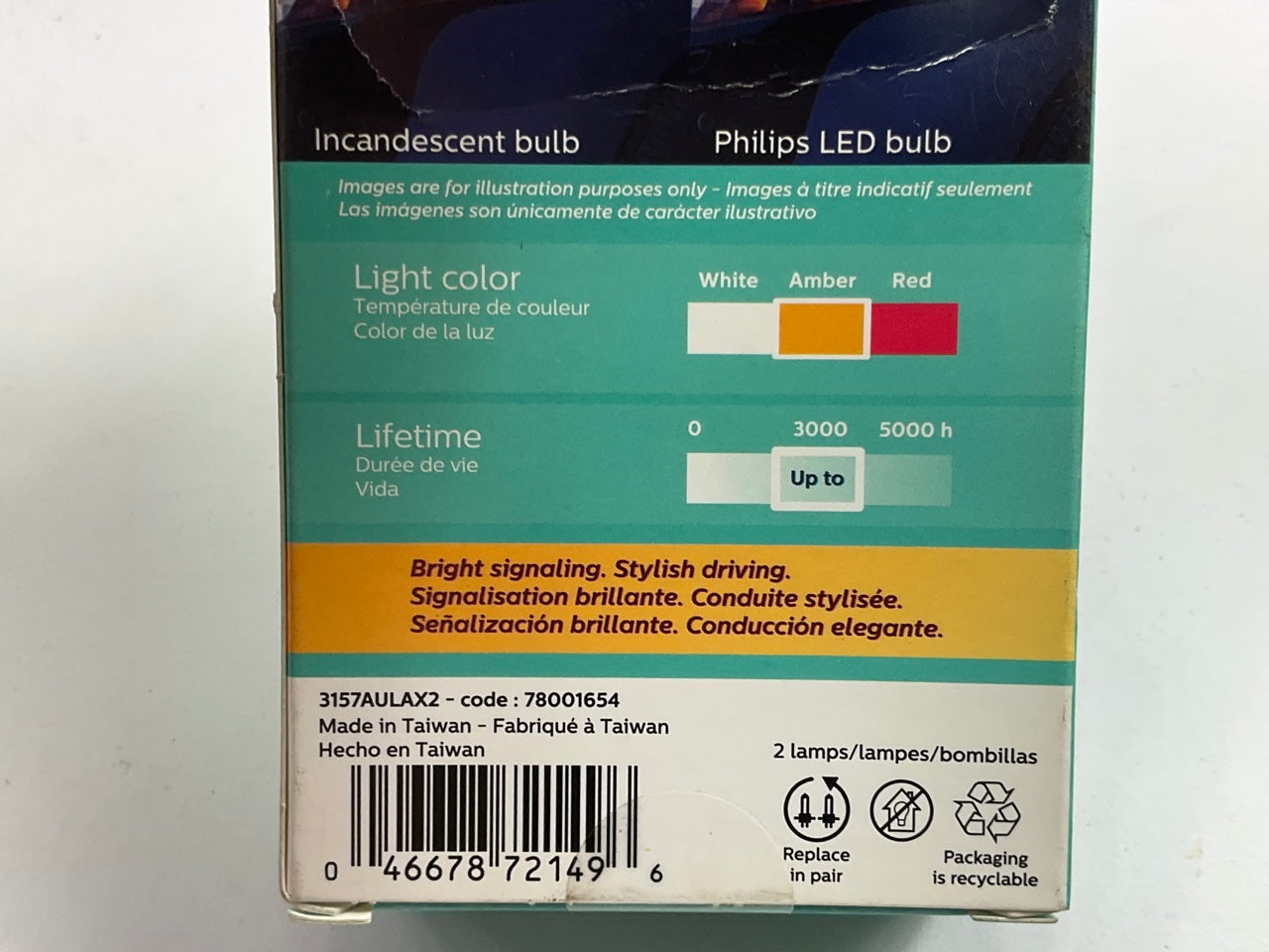 Philips 3157ALED Ultinon LED AMBER Turn Signal Lamp Light Bulb 3157 - 2 PACK