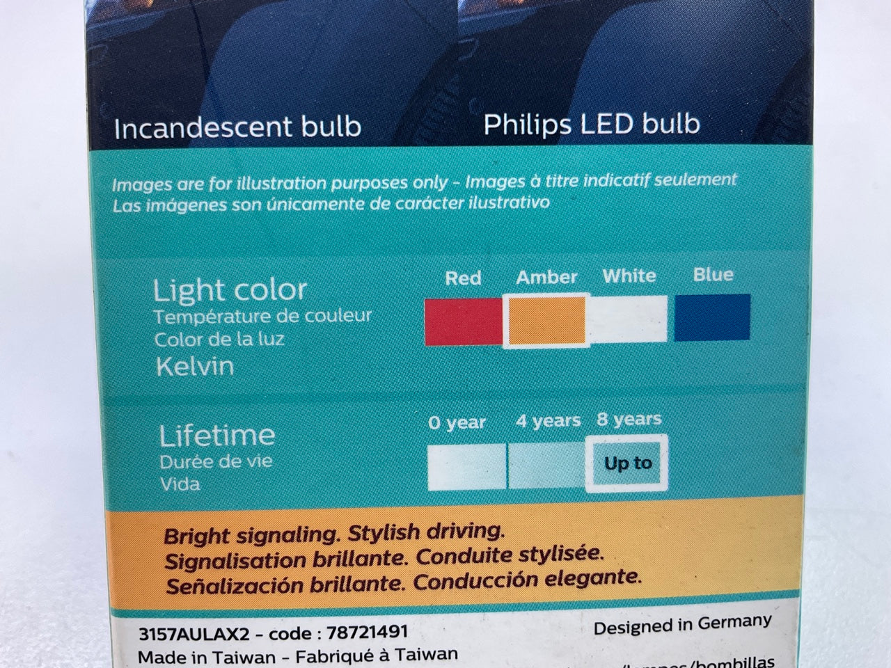 Philips 3157ALED Ultinon LED AMBER Turn Signal Lamp Light Bulb 3157 - 2 PACK