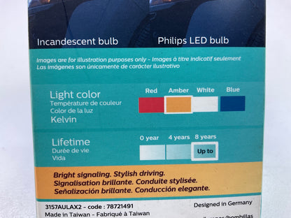 Philips 3157ALED Ultinon LED AMBER Turn Signal Lamp Light Bulb 3157 - 2 PACK