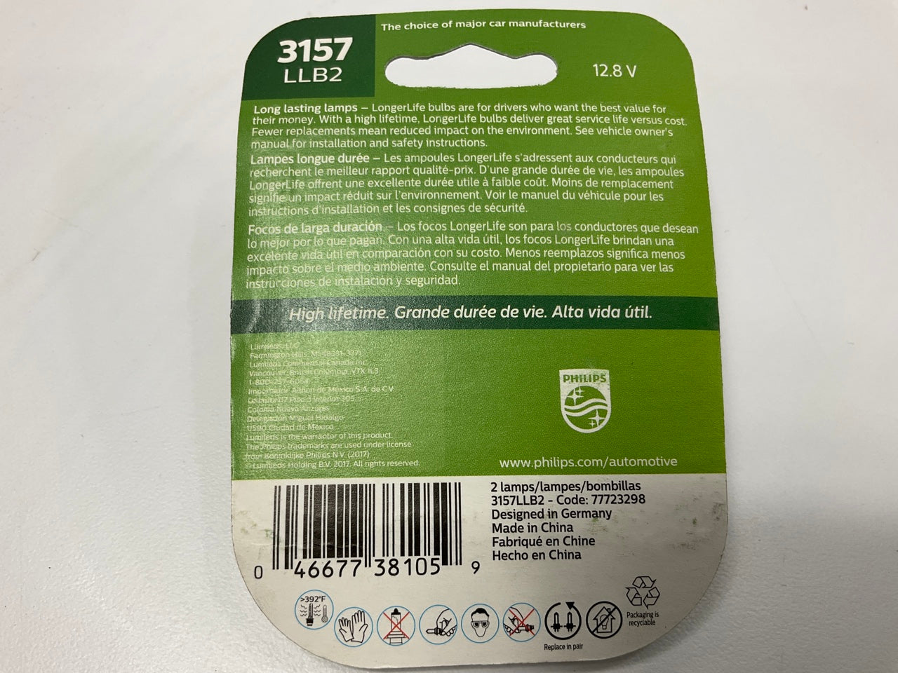 Philips 3157LLB2 LongerLife Brake Tail Lamp Light Bulb 3157 - 2 PACK
