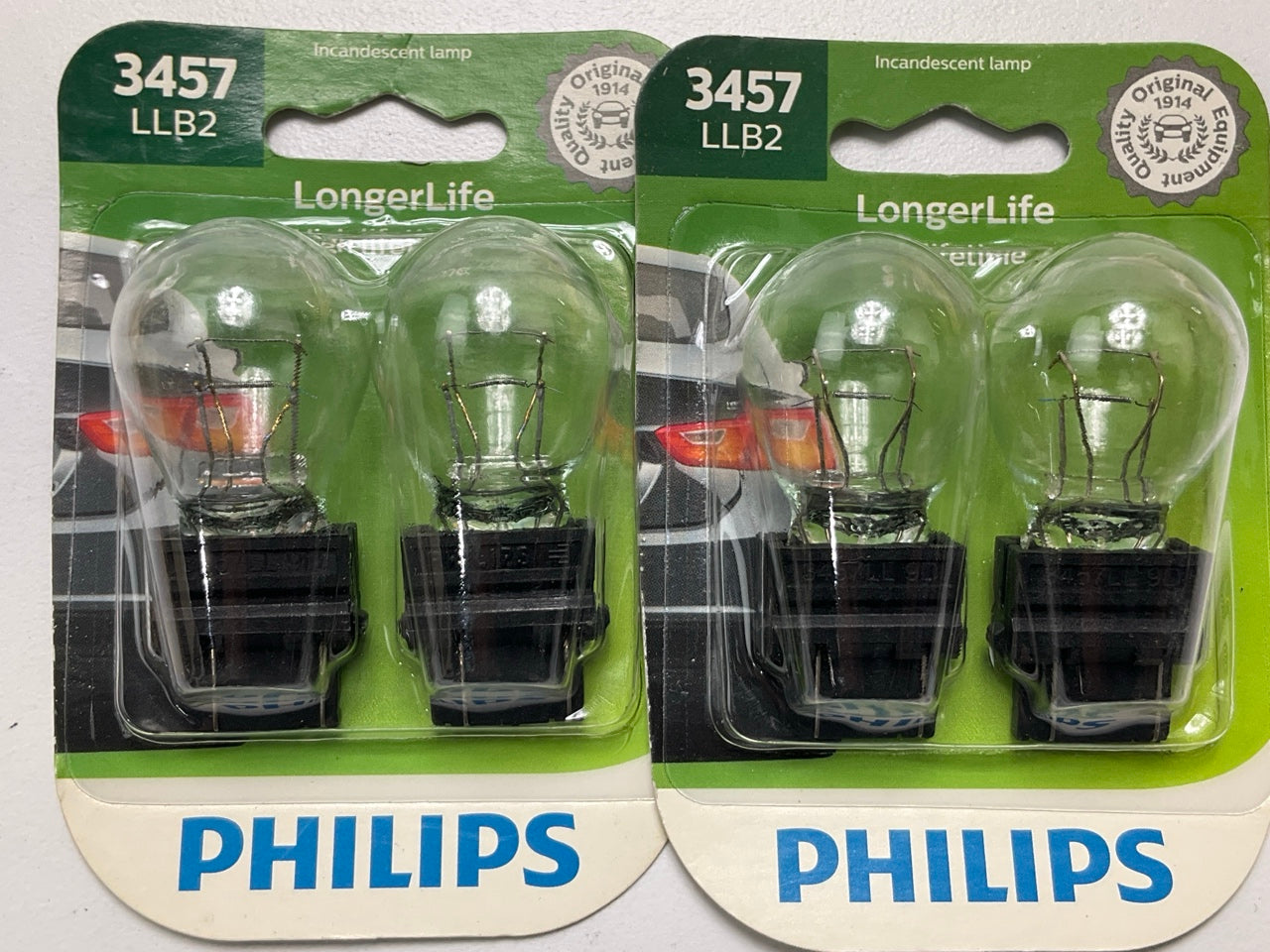 (4) Philips 3457LLB2 Longerlife Turn Signal / Brake Light Bulbs # 3457